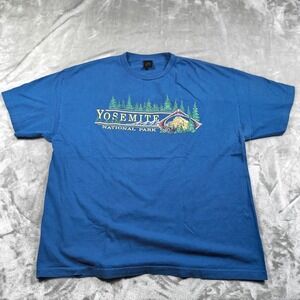 Vintage Yosemite National Park Shirt Mens XXL Blue Bear Forest Mountains Outdoor